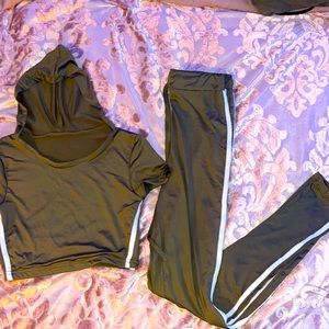 2pc olive green track suit